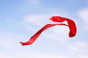 Red ribbon background blue sky 172251